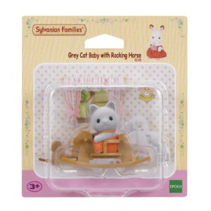 GREY CAT BABY W /ROCKING CHAIR
