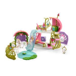 Glittering flower house with unicorns