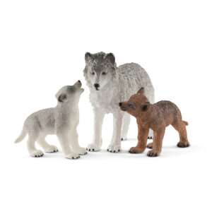 Mother wolf with pups